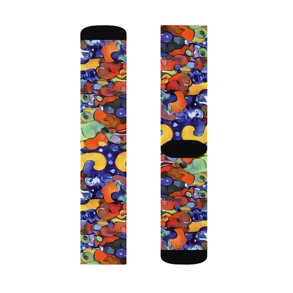 Tangerine Tangle on Socks — Left Sock