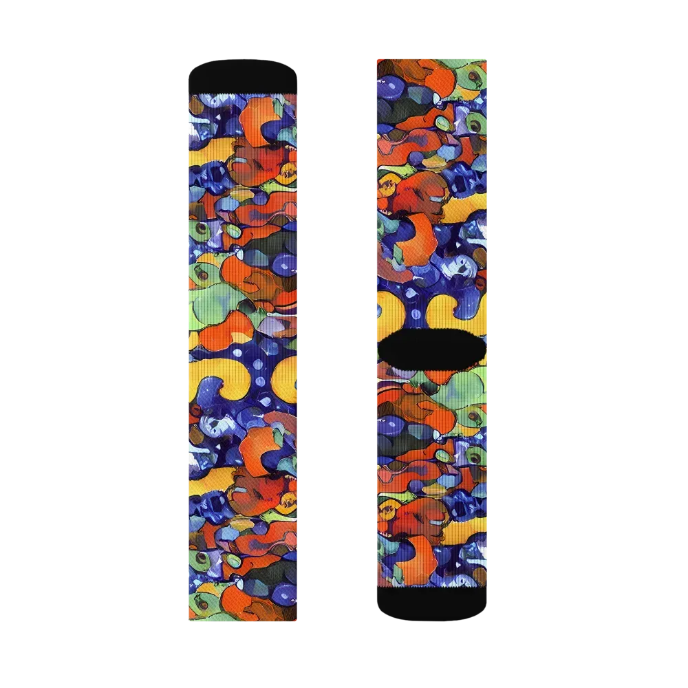 Tangerine Tangle on Socks — Right Sock