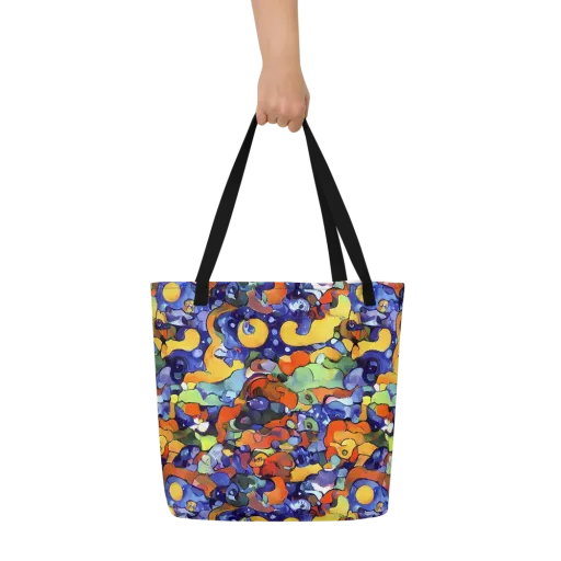 Tangerine Tangle on a Large Tote Bag W/ Pocket