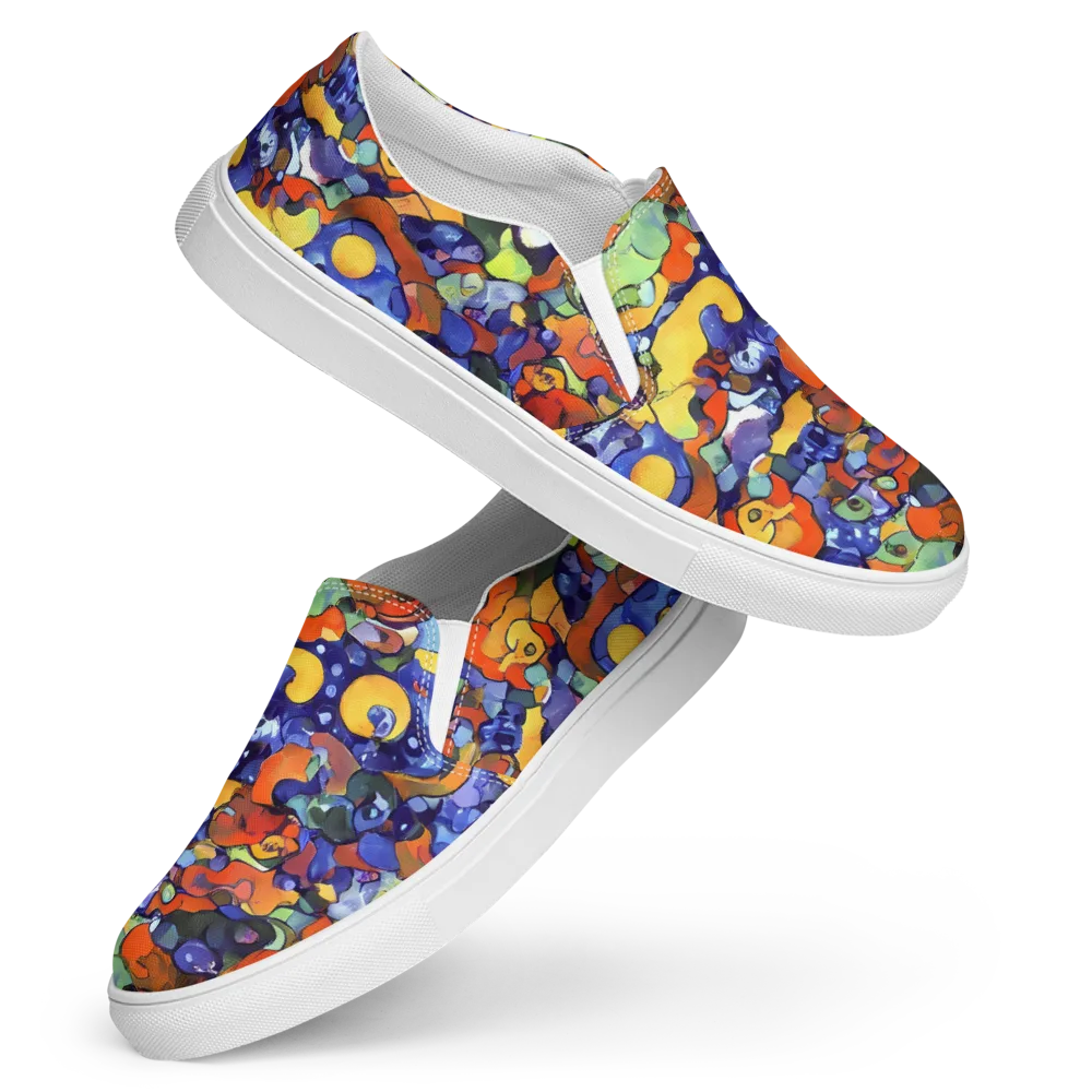 Tangerine Tangle on Women's Slip-On Canvas Shoes — Front