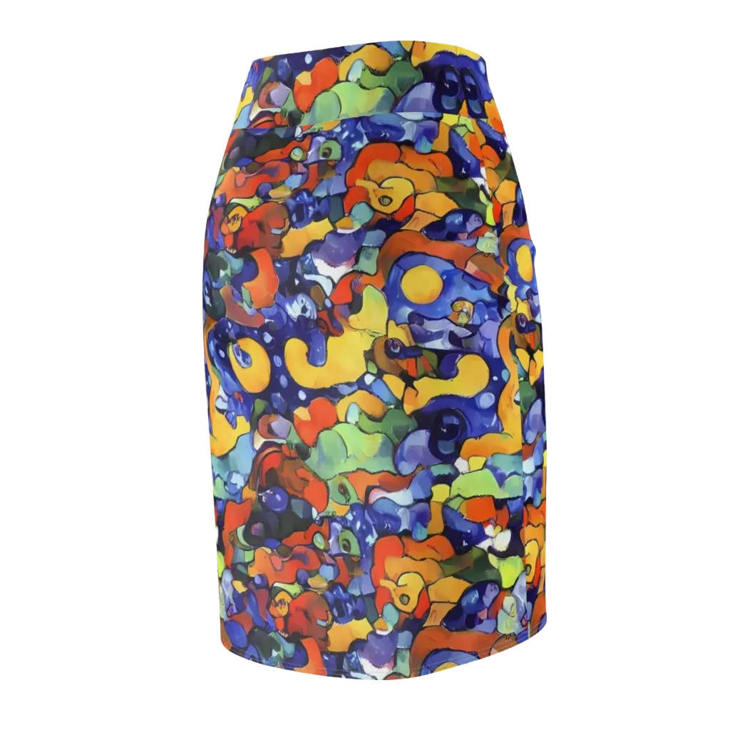 Tangerine Tangle on Pencil Skirt — Back Side