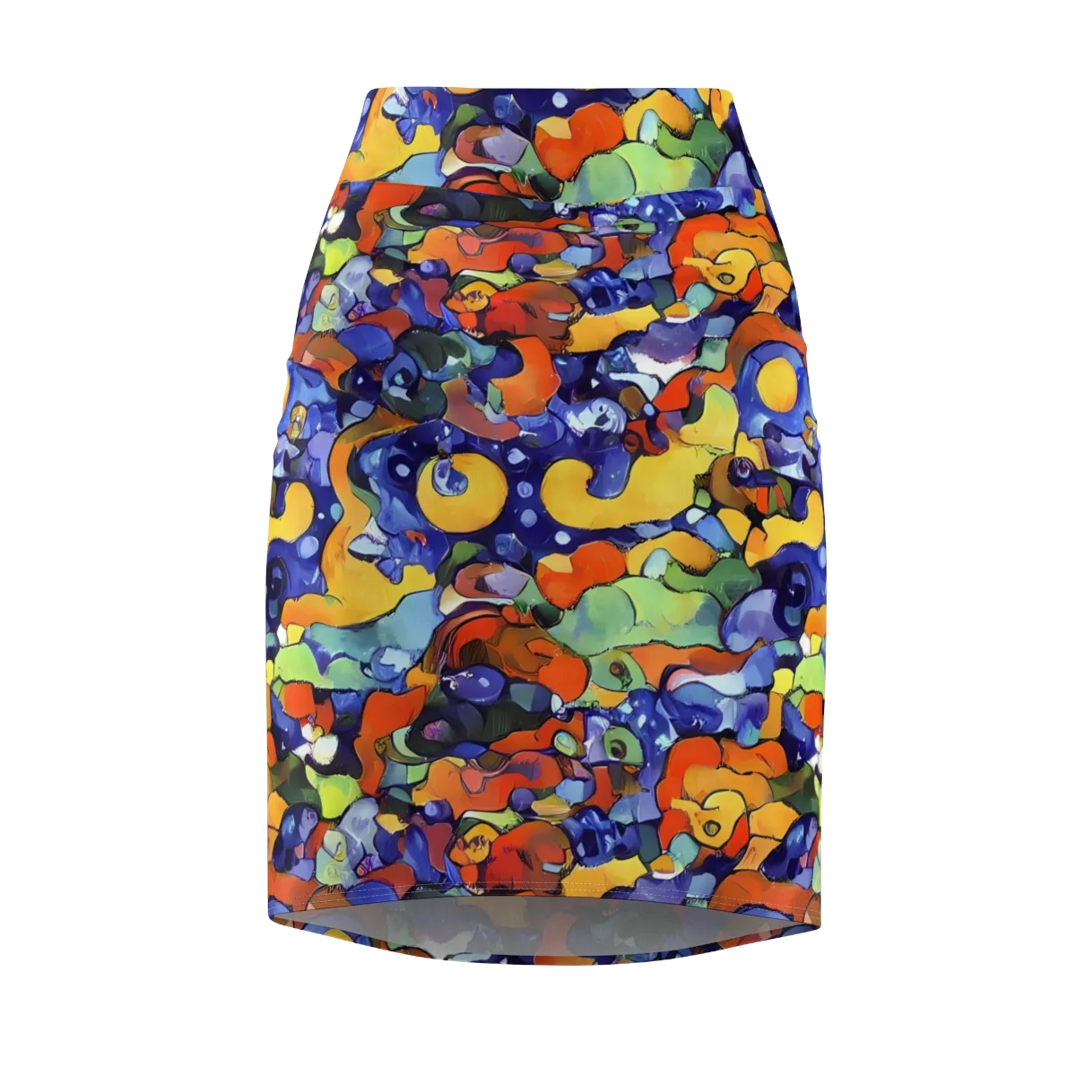 Tangerine Tangle on Pencil Skirt — Front