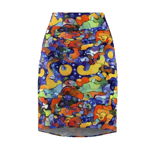 Tangerine Tangle on a Pencil Skirt