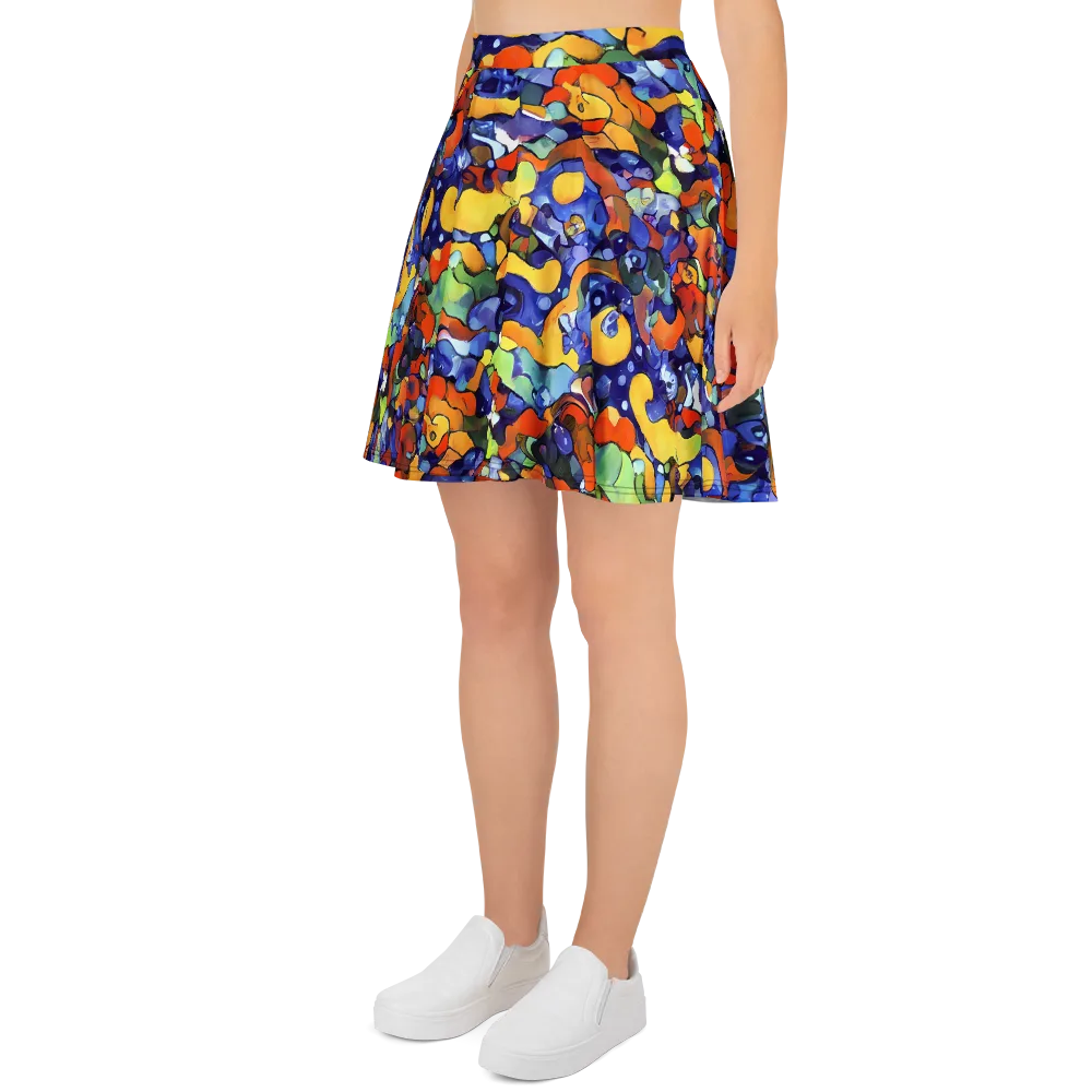 Tangerine Tangle on Skater Skirt — Left
