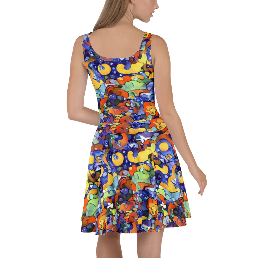 Tangerine Tangle on Skater Dress — Back