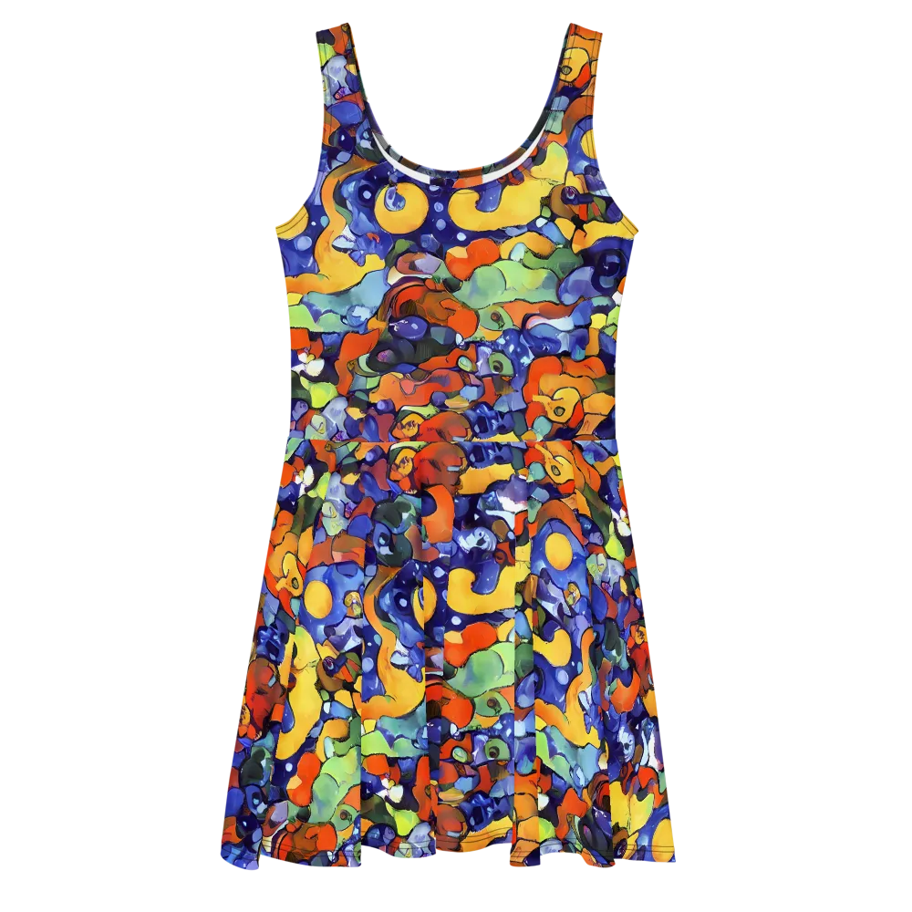 Tangerine Tangle on Skater Dress — Front