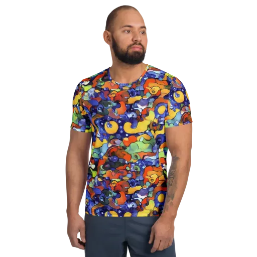 Tangerine Tangle on a Men's Athletic T-Shirt