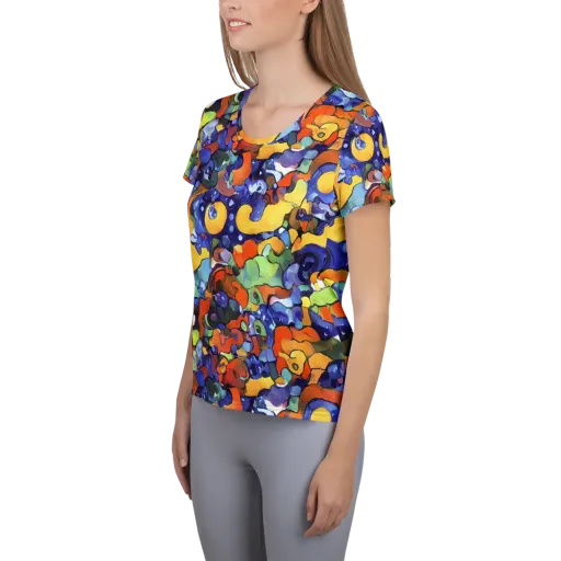 Tangerine Tangle on a Women's Athletic T-Shirt