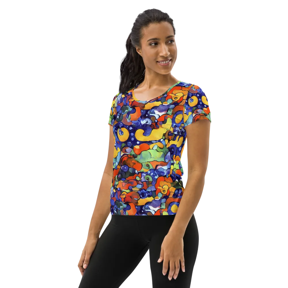 Tangerine Tangle on Women's Athletic T-Shirt — Left