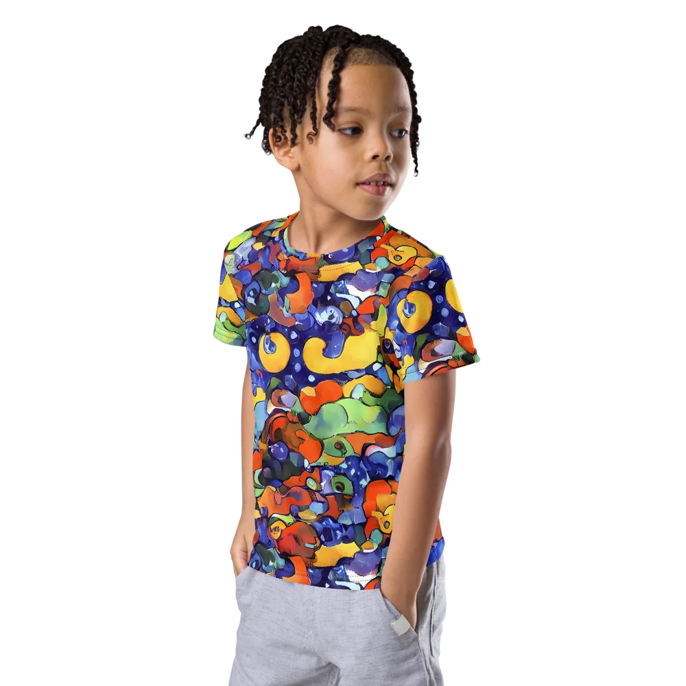 Tangerine Tangle on Kids Crew Neck T-Shirt — Left Front