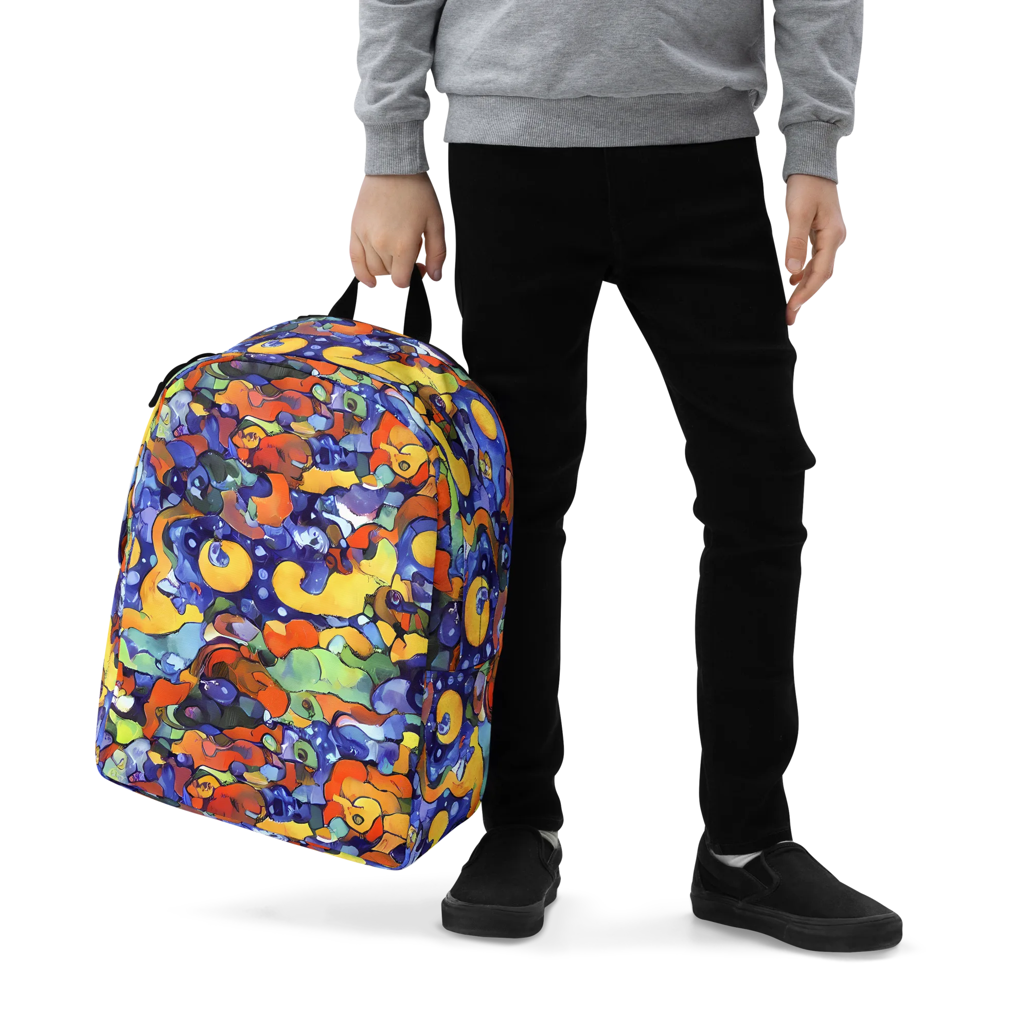 Tangerine Tangle on Minimalist Backpack — Zoomed-in