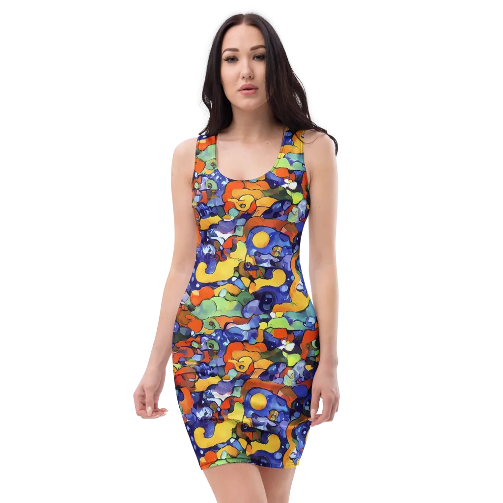 Tangerine Tangle on Bodycon Dress — Front