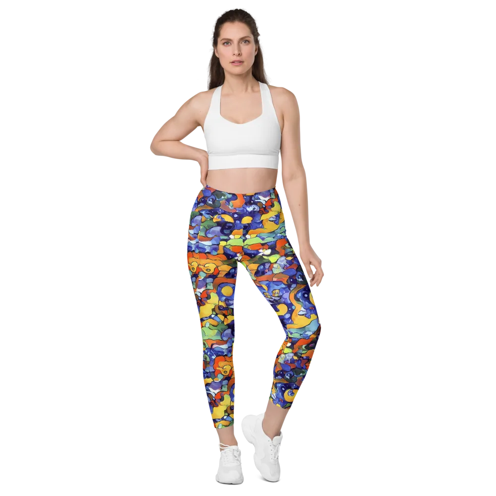 Tangerine Tangle on Leggings with Pockets — Front