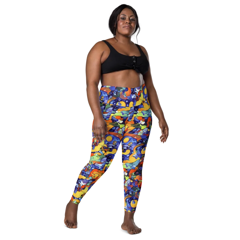 Tangerine Tangle on Leggings with Pockets — Front