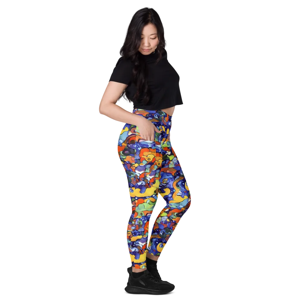 Tangerine Tangle on Leggings with Pockets — Right