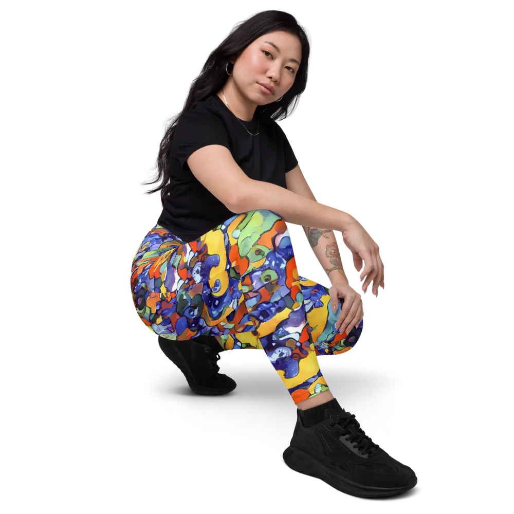 Tangerine Tangle on Leggings with Pockets — Right Front