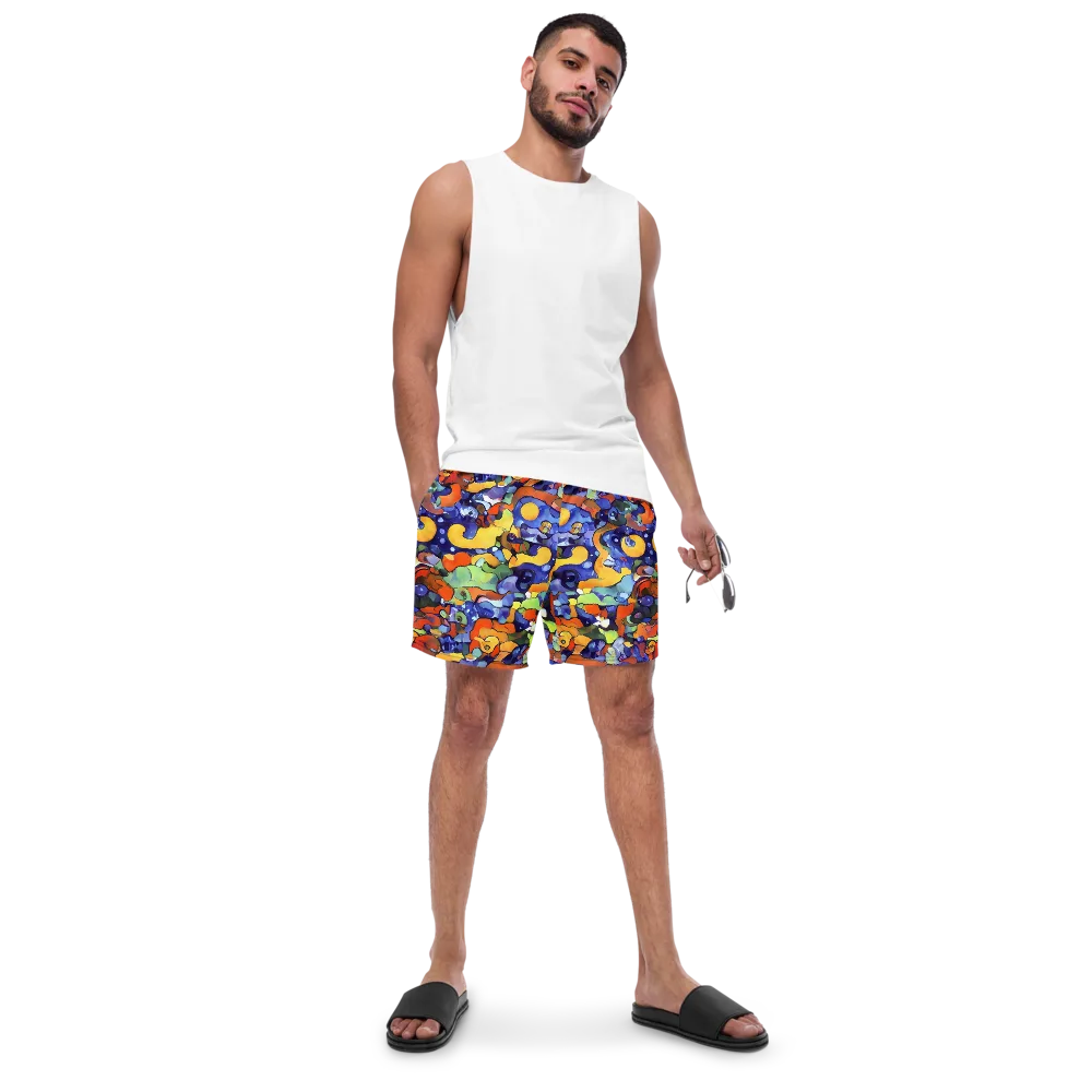 Tangerine Tangle on Swim Trunks — Front