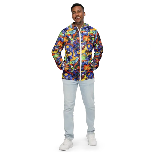 Tangerine Tangle on a Men's Windbreaker