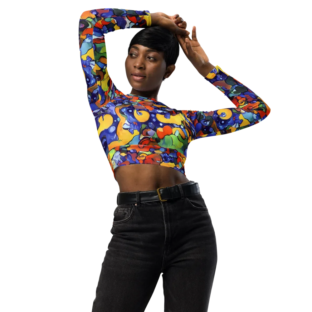 Tangerine Tangle on Long Sleeve Crop Top — Front