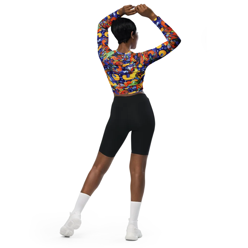 Tangerine Tangle on Long Sleeve Crop Top — Back