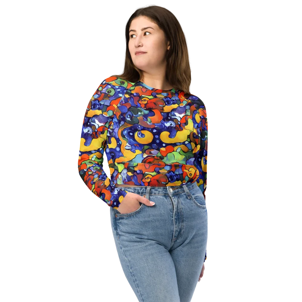 Tangerine Tangle on Long Sleeve Crop Top — Front