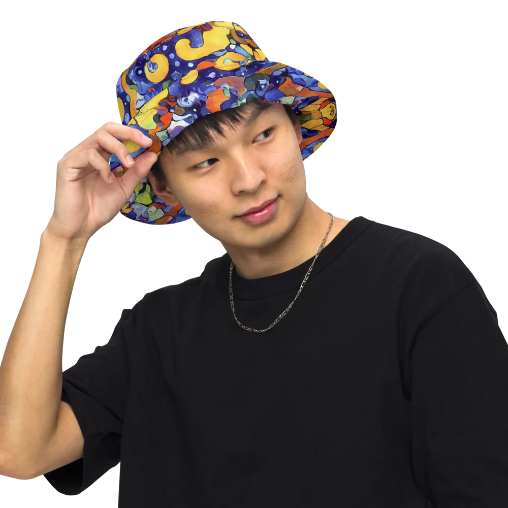 Tangerine Tangle on Reversible Bucket Hat — Front Inside