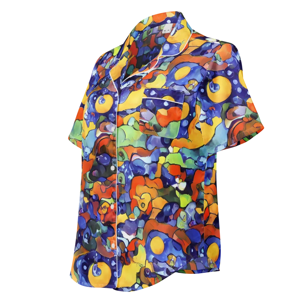 Tangerine Tangle on Women's Short Sleeve Pajama Top — Left Front