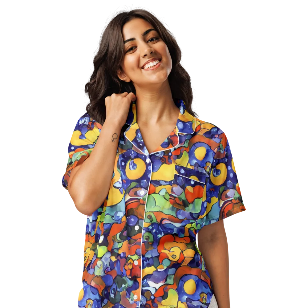 Tangerine Tangle on Women's Short Sleeve Pajama Top — Front