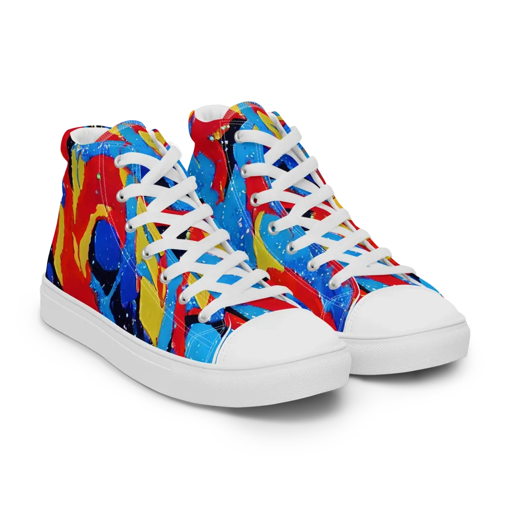 Primary Riot on Men's High Top Canvas Shoes — Right Front