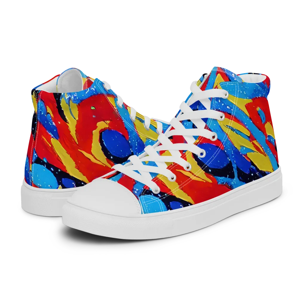 Primary Riot on Men's High Top Canvas Shoes — Left