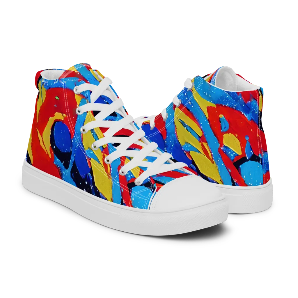 Primary Riot on Men's High Top Canvas Shoes — Right
