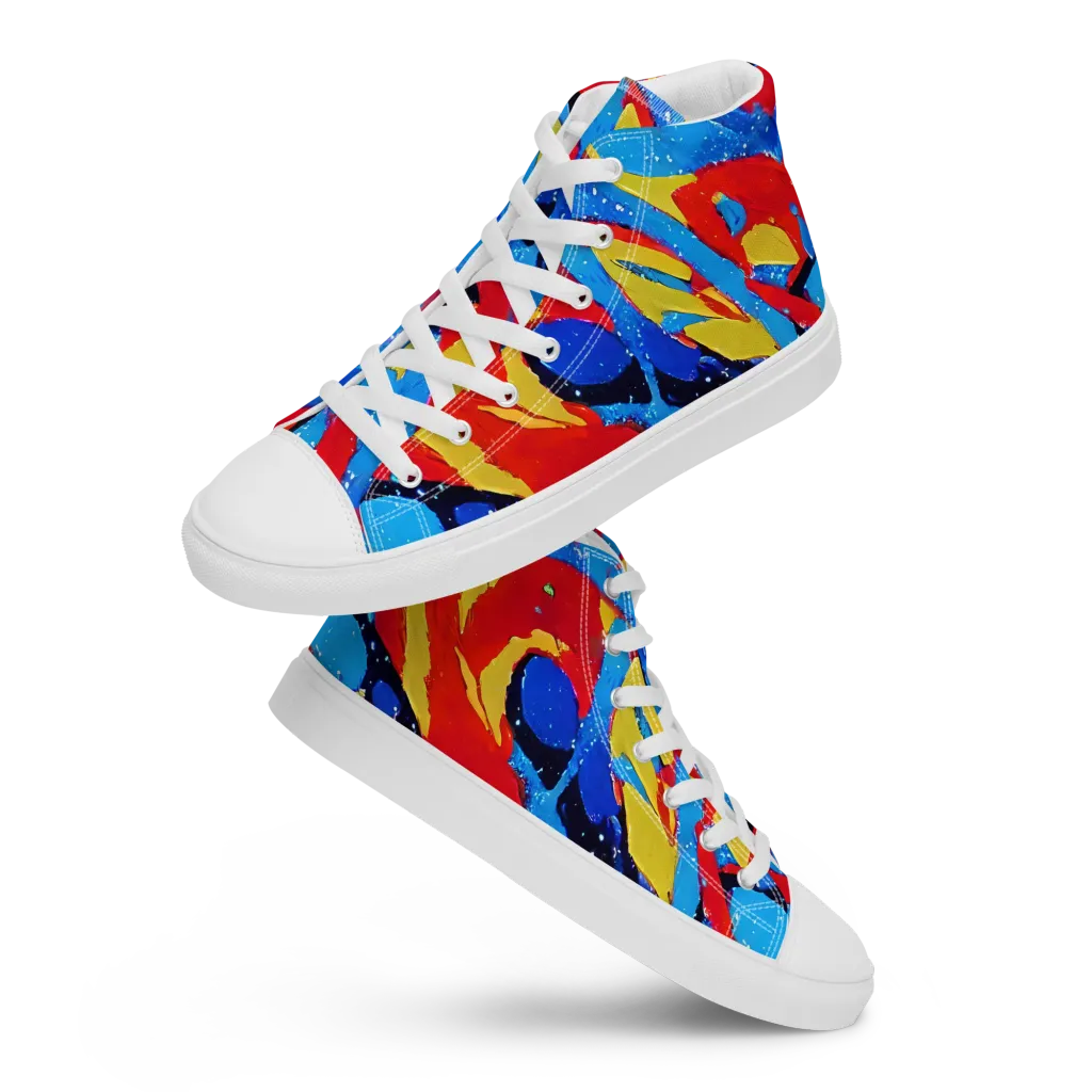 Primary Riot on Men's High Top Canvas Shoes — Front
