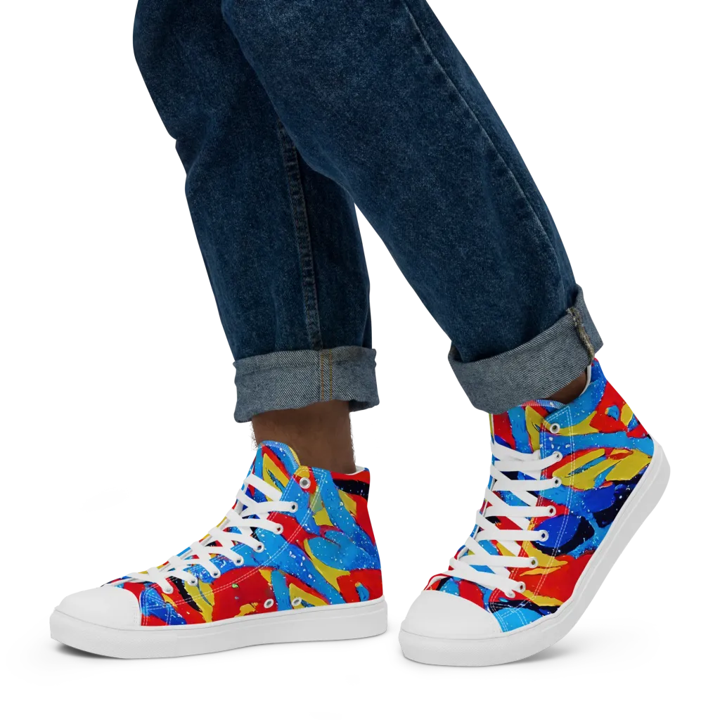 Primary Riot on Men's High Top Canvas Shoes — Left