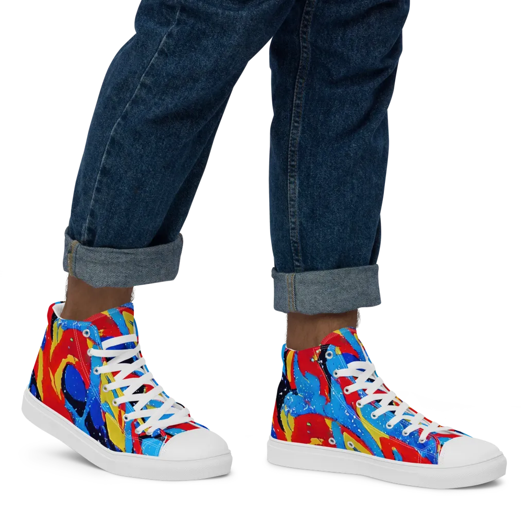 Primary Riot on Men's High Top Canvas Shoes — Right