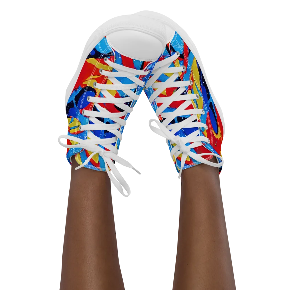 Primary Riot on Women's High Top Canvas Shoes — Front