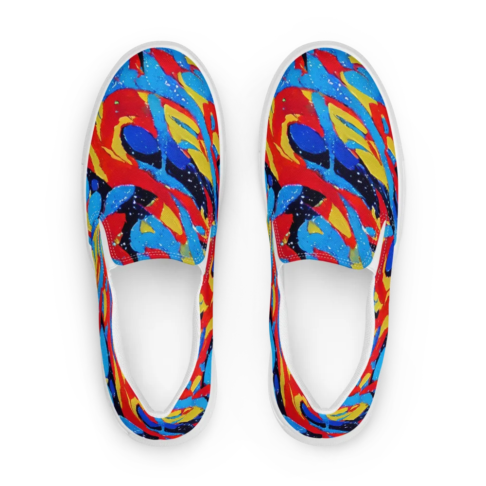 Primary Riot on Men's Slip-On Canvas Shoes — Front