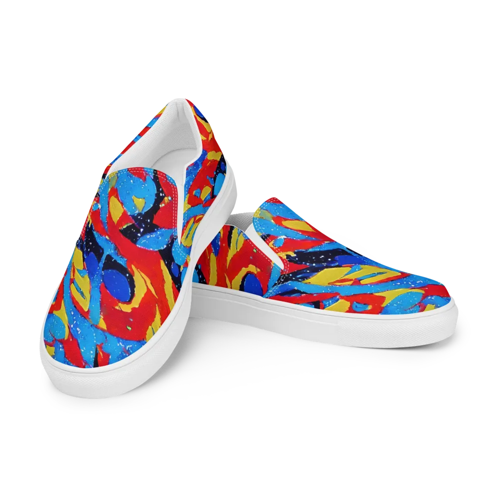 Primary Riot on Men's Slip-On Canvas Shoes — Left Front