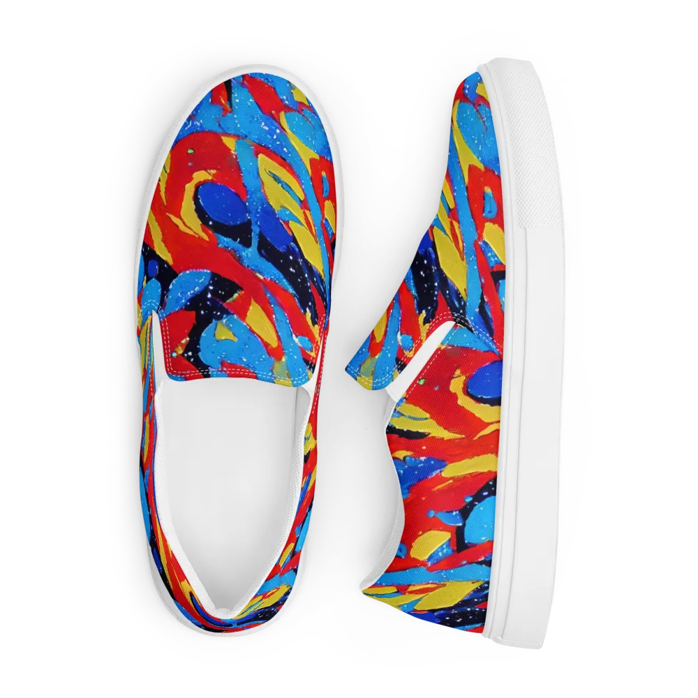 Primary Riot on Men's Slip-On Canvas Shoes — Front