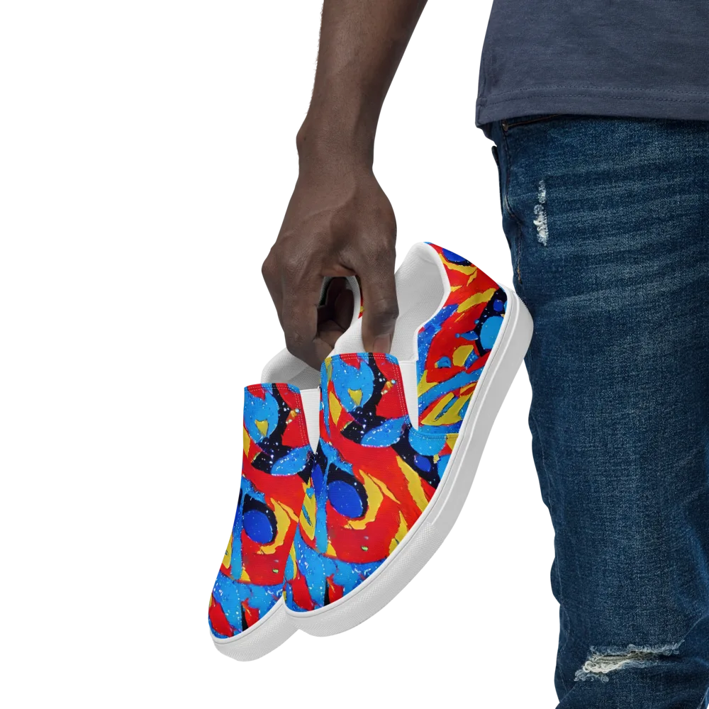 Primary Riot on Men's Slip-On Canvas Shoes — Left Front