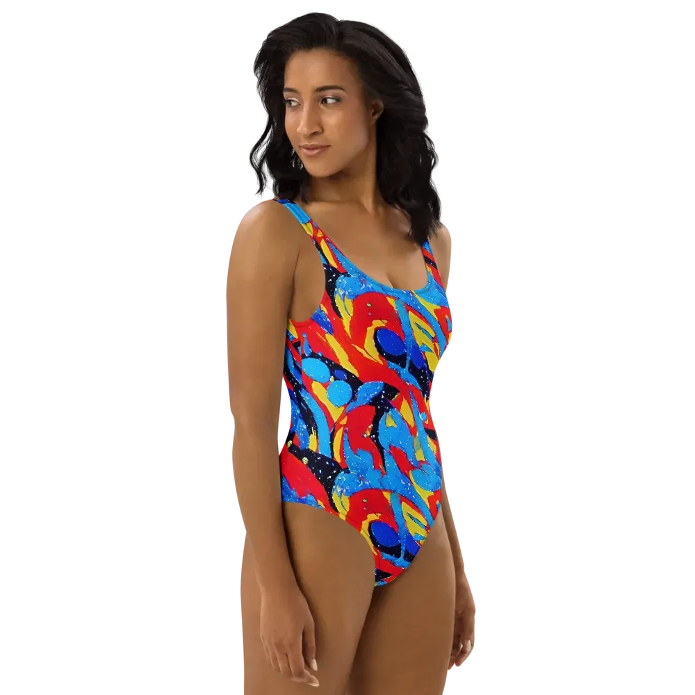 Primary Riot on One-Piece Swimsuit — Right