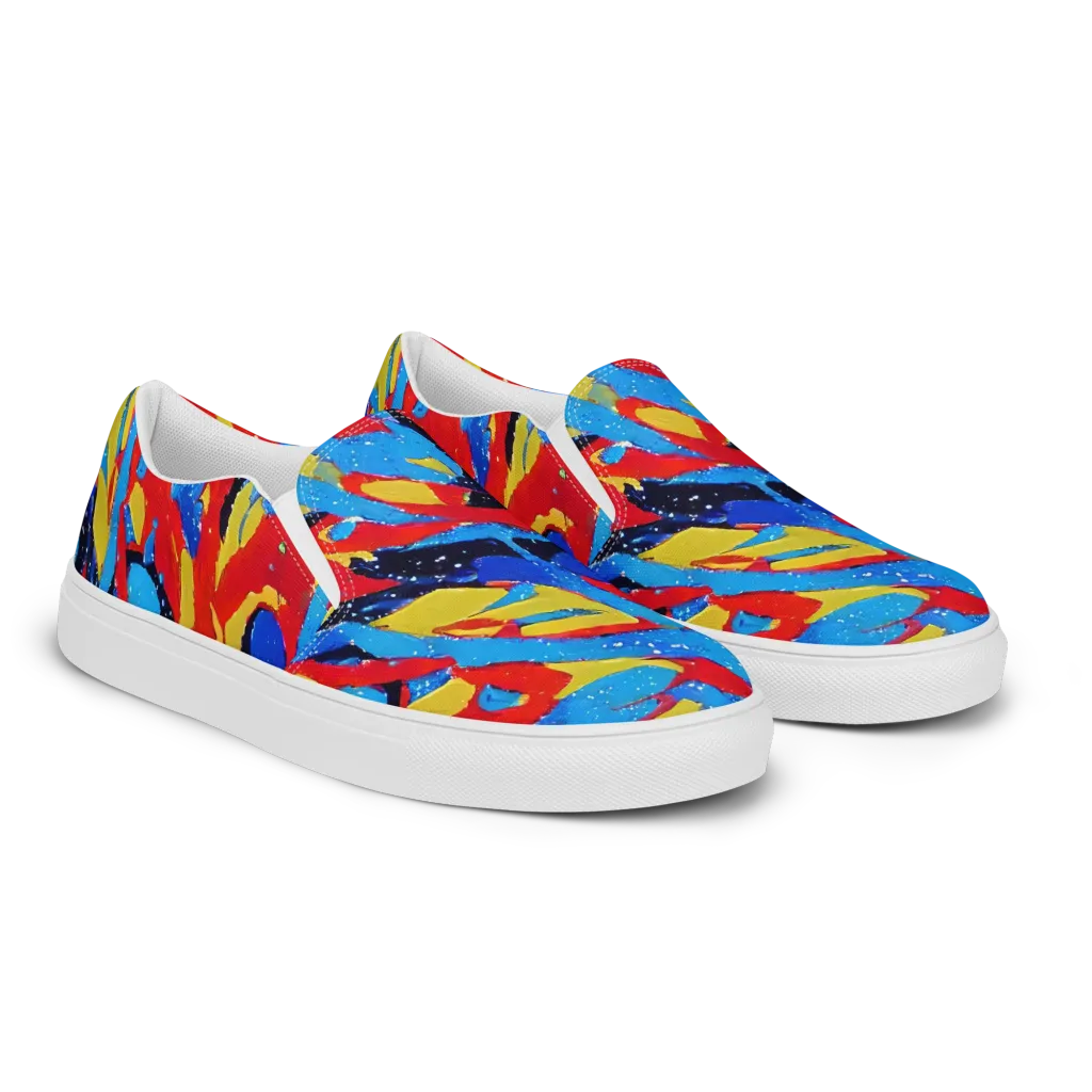 Primary Riot on Women's Slip-On Canvas Shoes — Right Front