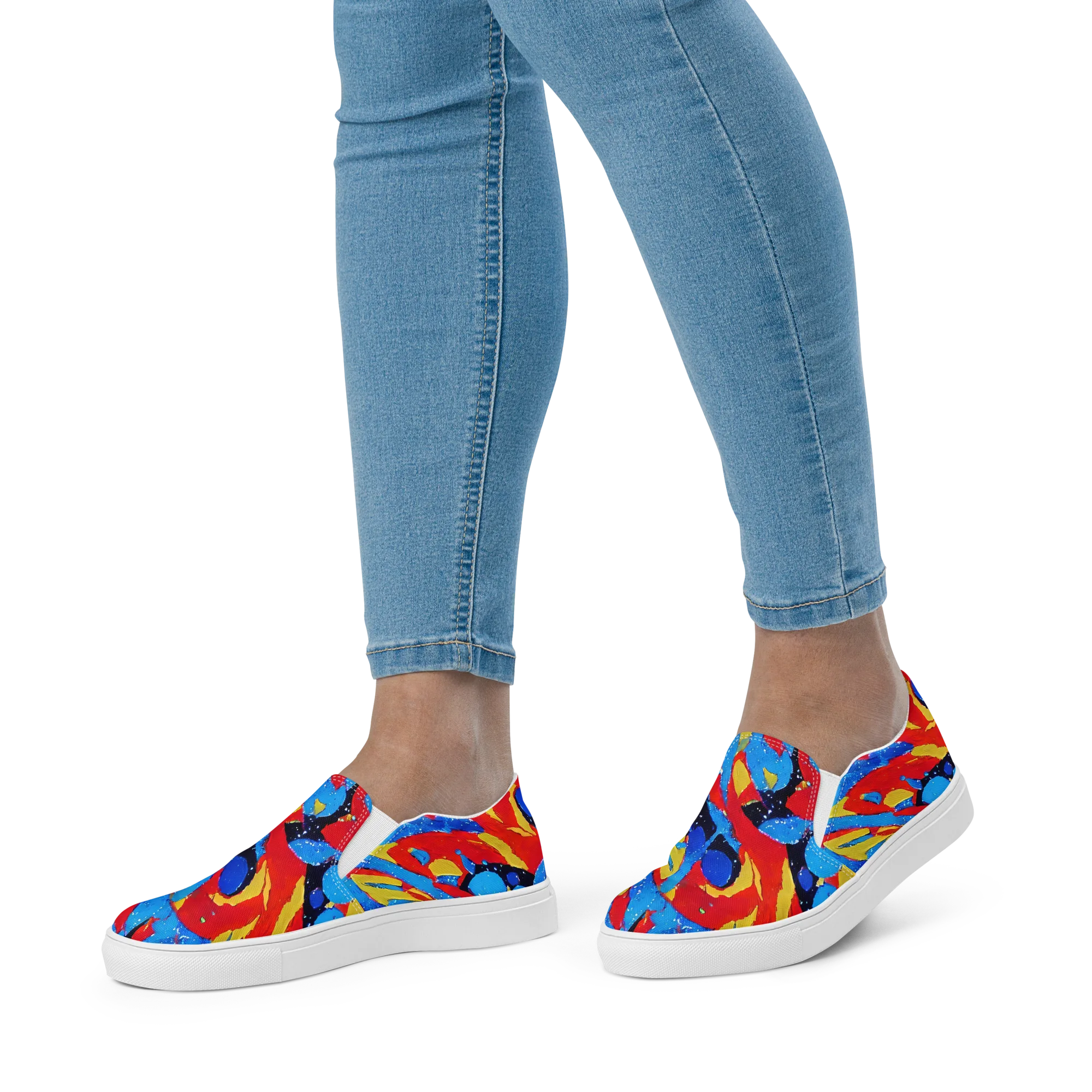 Primary Riot on Women's Slip-On Canvas Shoes — Front