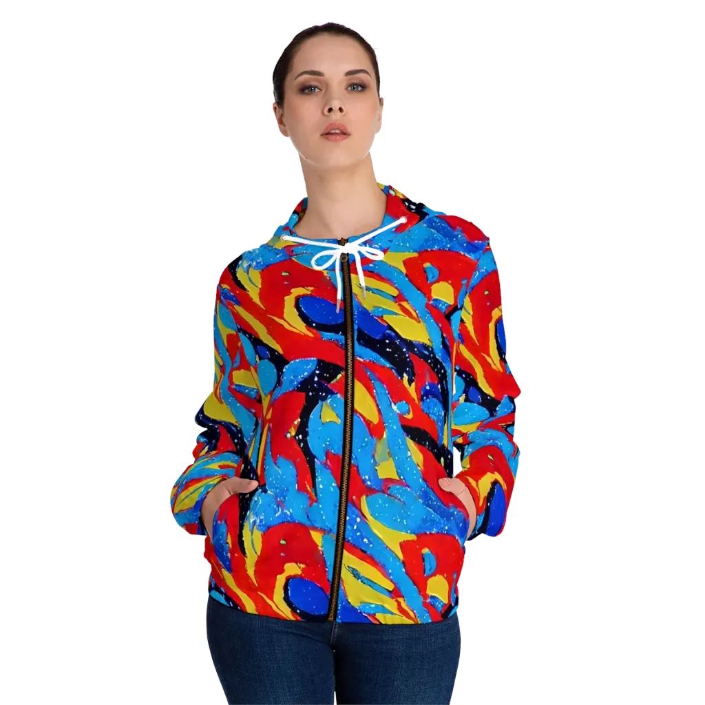 Primary Riot on Women's Full-Zip Hoodie — Front On Person