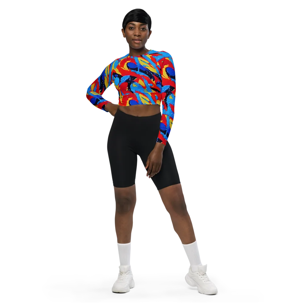 Primary Riot on Long Sleeve Crop Top — Front