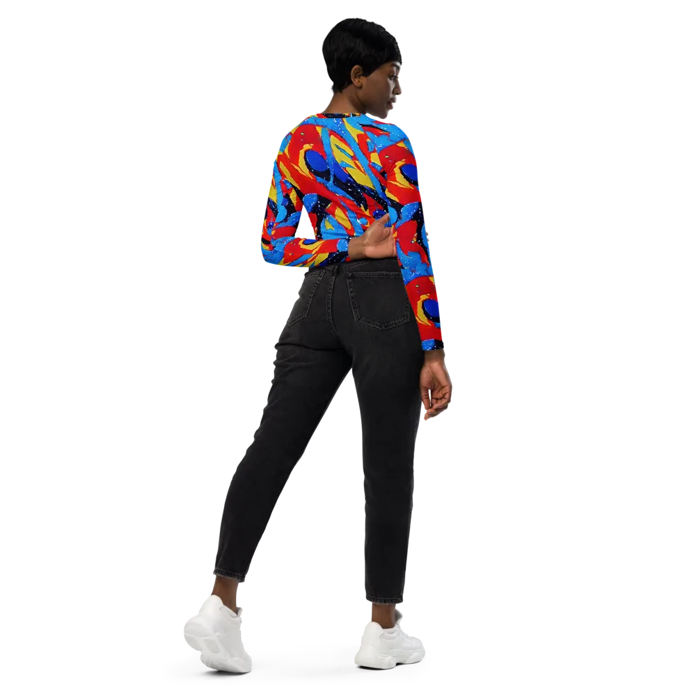 Primary Riot on Long Sleeve Crop Top — Right Back