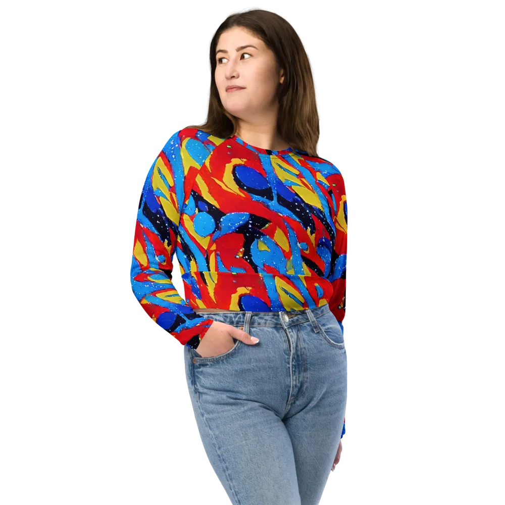 Primary Riot on Long Sleeve Crop Top — Front