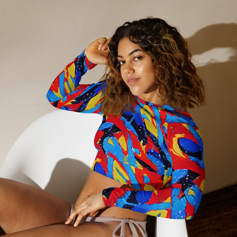 Primary Riot on Long Sleeve Crop Top — Left Front