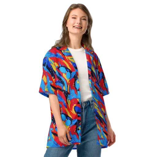 Primary Riot on a Button Shirt