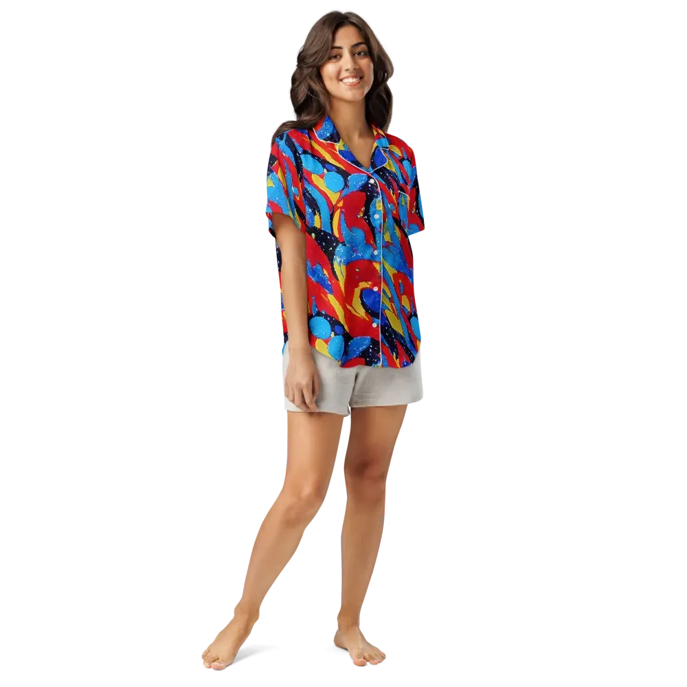Primary Riot on Women's Short Sleeve Pajama Top — Front