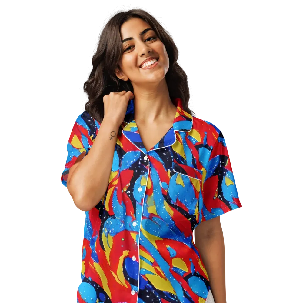 Primary Riot on Women's Short Sleeve Pajama Top — Front